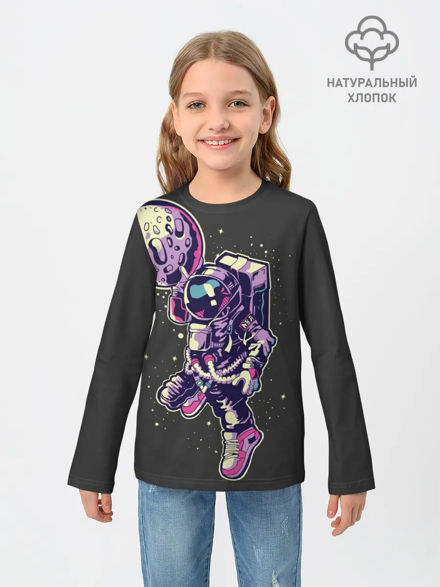 Детский лонгслив / Космонавт Баскетболист