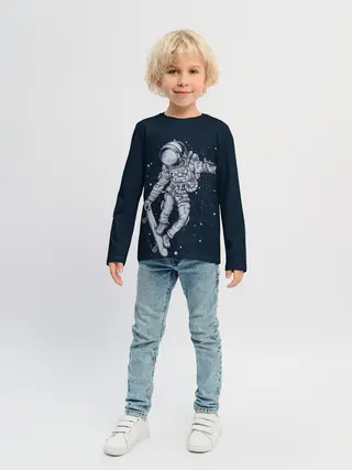 Детский лонгслив / Космический Скейтбординг