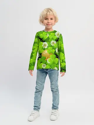 Детский лонгслив / Ирландский Клевер и Монетка