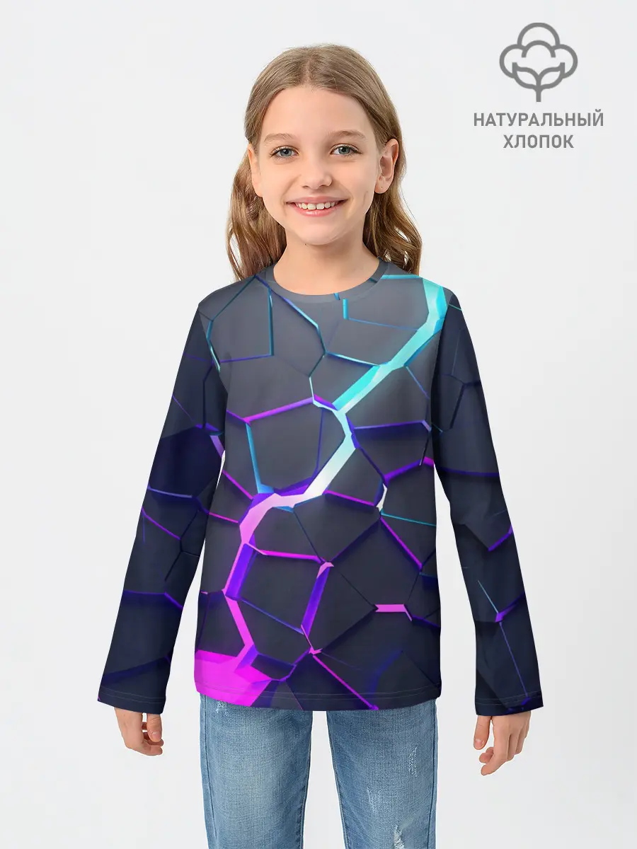 Детский лонгслив / НЕОНОВЫЙ РАЗЛОМ | 3Д РАЗЛОМ