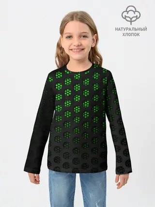 Детский лонгслив / Зелёные соты 3D