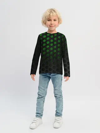 Детский лонгслив / Зелёные соты 3D