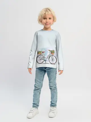 Детский лонгслив / акварельный велосипед