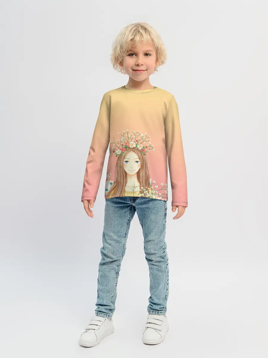 Детский лонгслив / девочка и кролик