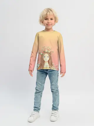 Детский лонгслив / девочка и кролик