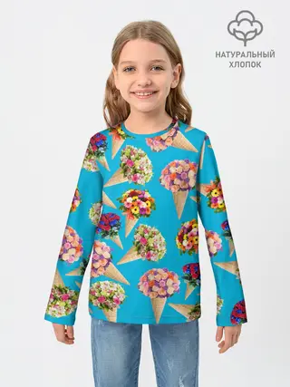 Детский лонгслив / Рожок цветов