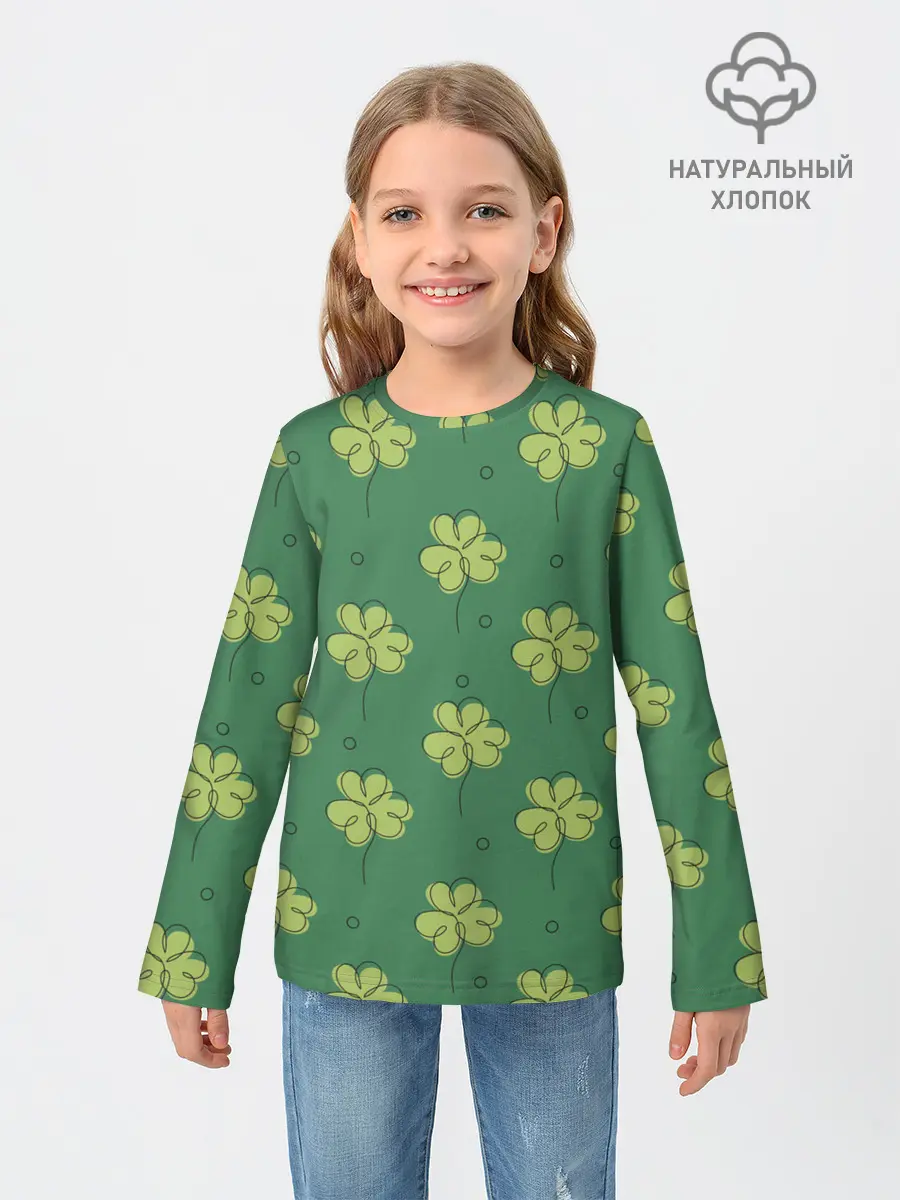 Детский лонгслив / Узор на День святого Патрика