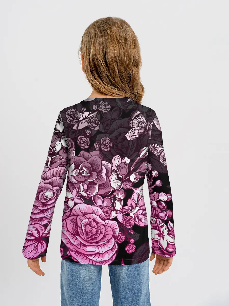 Детский лонгслив / РОЗЫ | ROSES | БАБОЧКИ