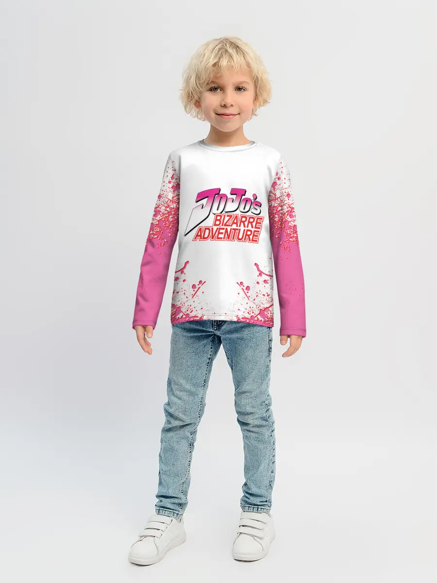Детский лонгслив / Лого джоджо розовые брызги