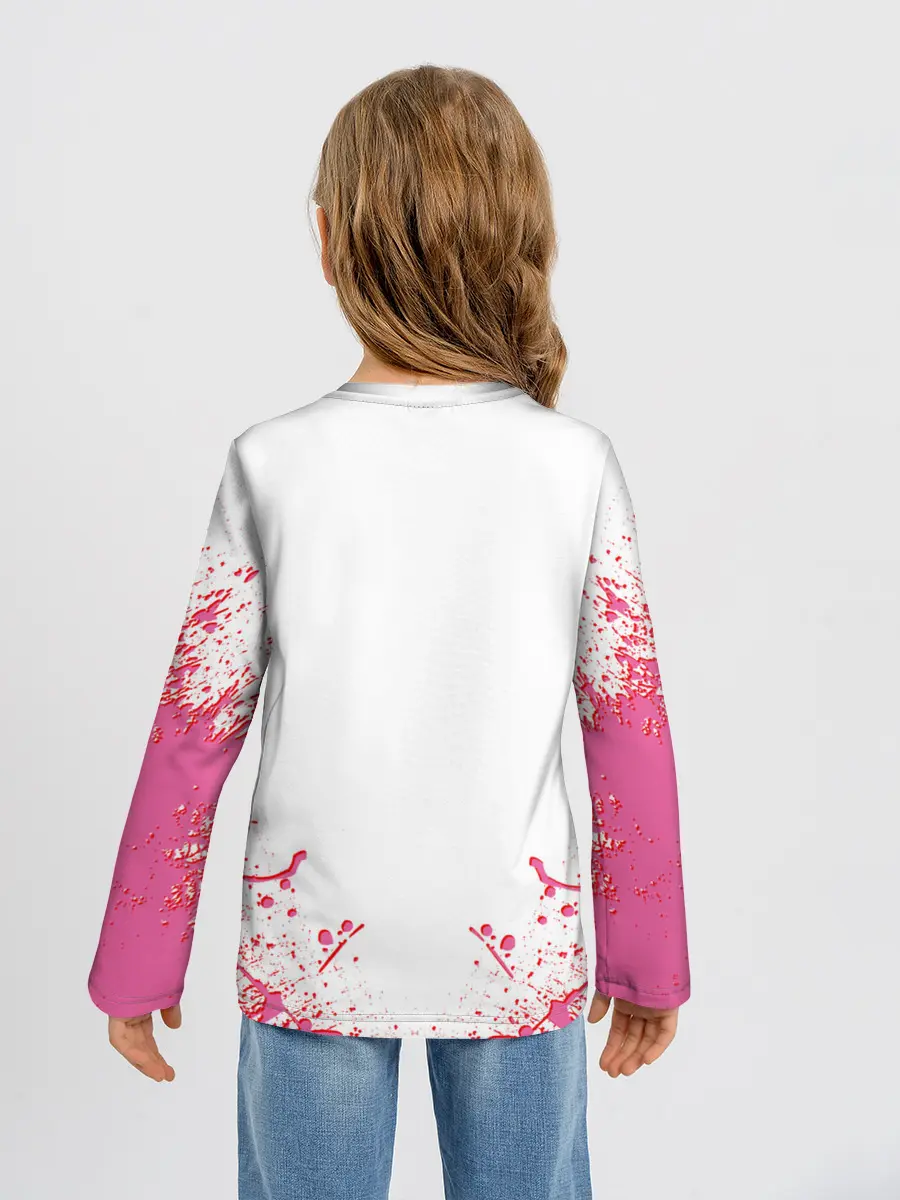 Детский лонгслив / Лого джоджо розовые брызги