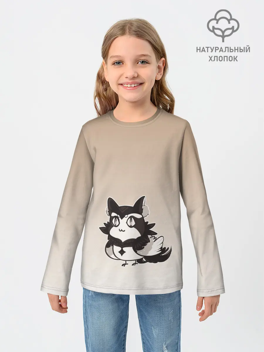 Детский лонгслив / сова котик аниме