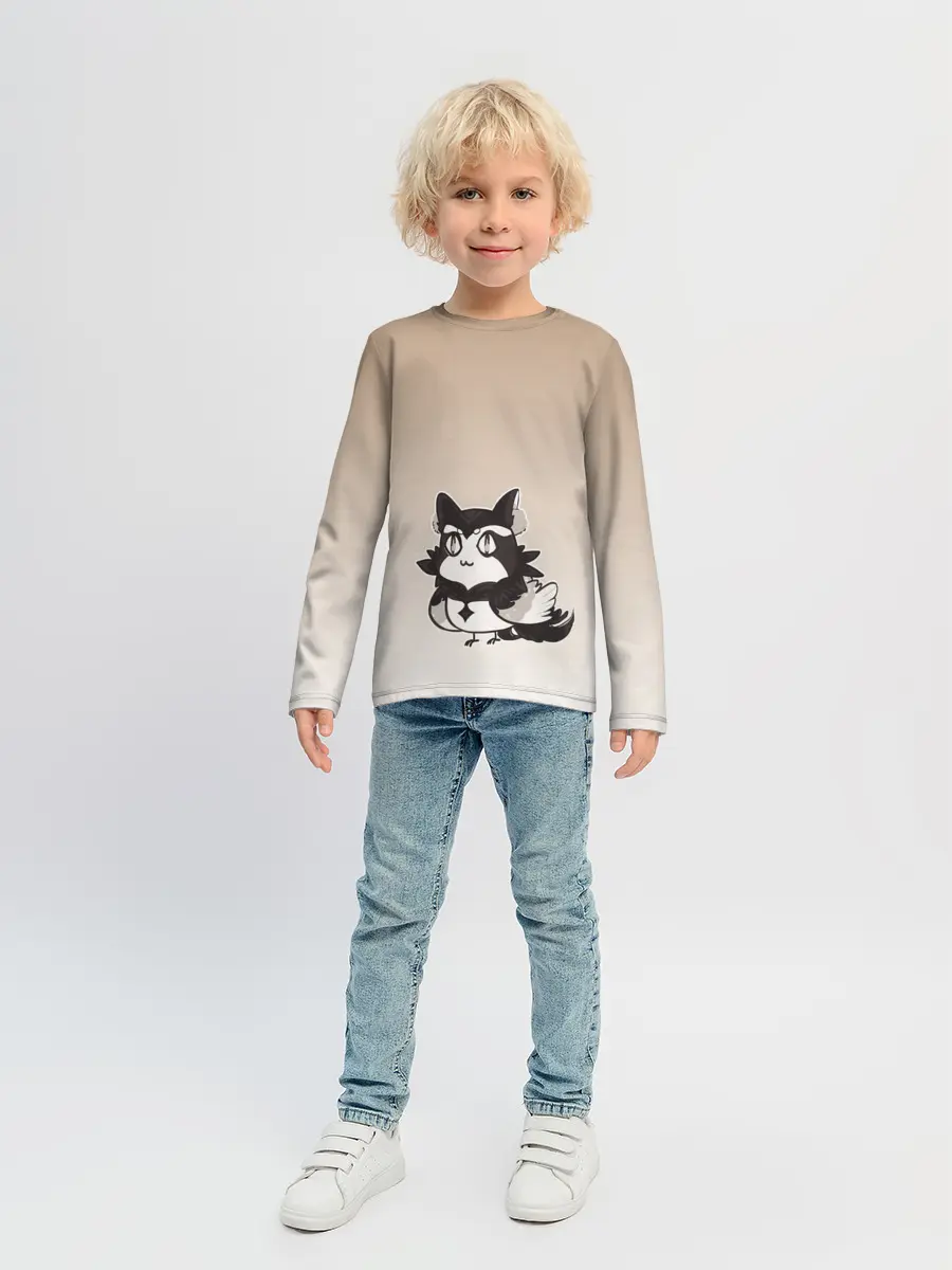 Детский лонгслив / сова котик аниме