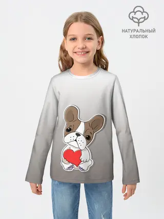 Детский лонгслив / французский бульдог сердечко