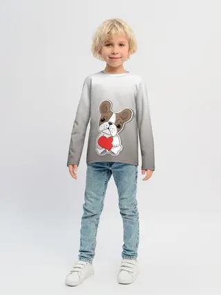 Детский лонгслив / французский бульдог сердечко
