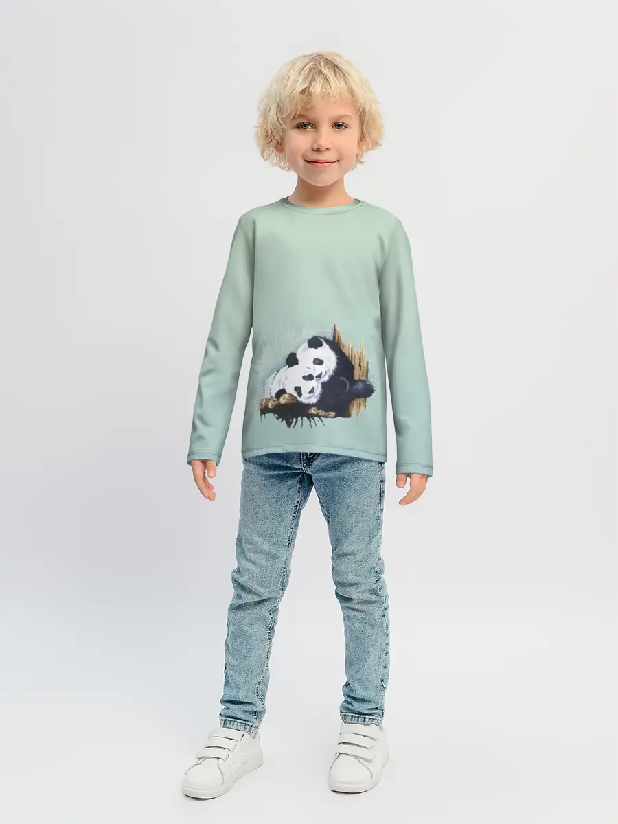 Детский лонгслив / акварельные панды