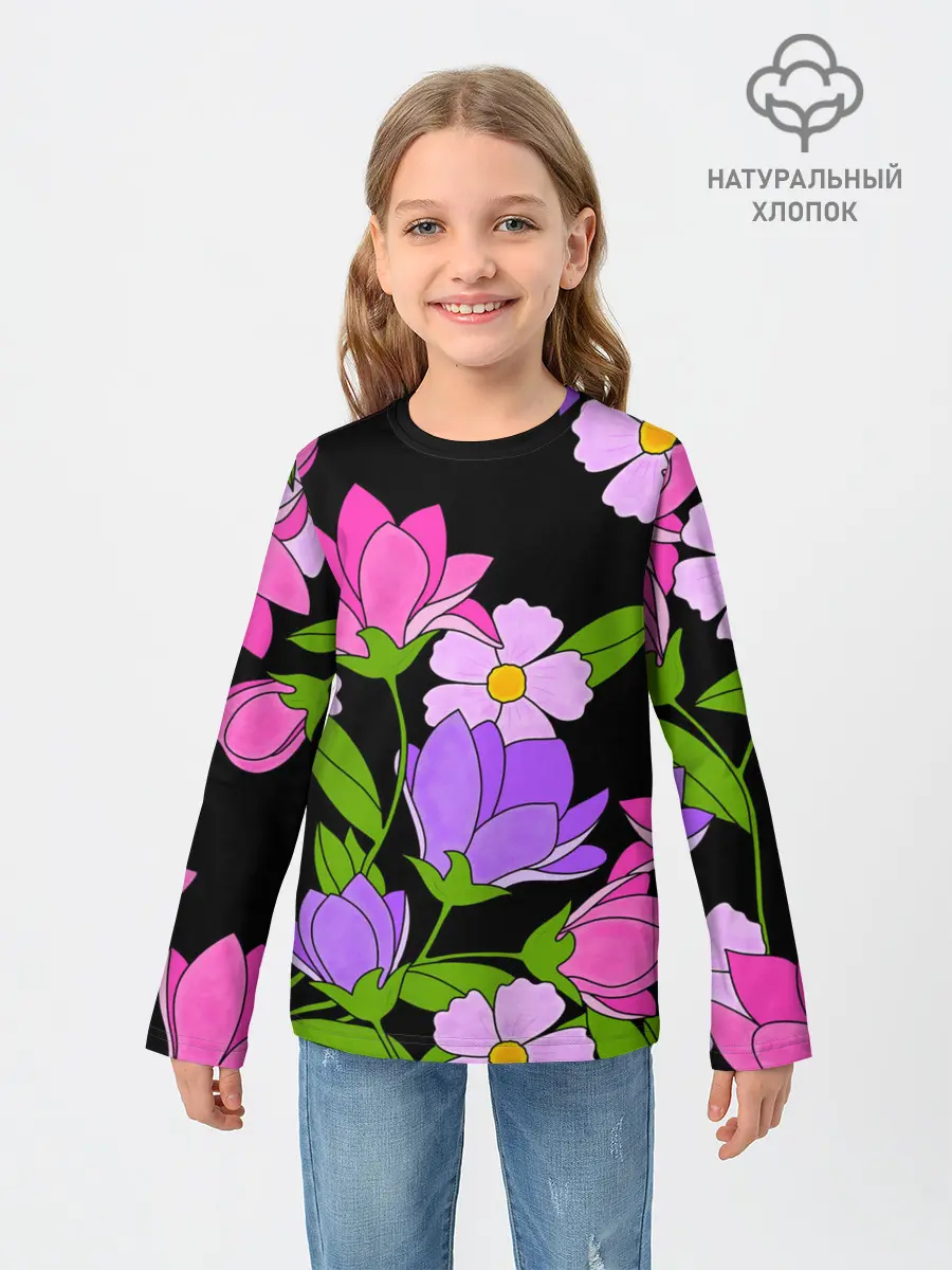 Детский лонгслив / Ночные цветы