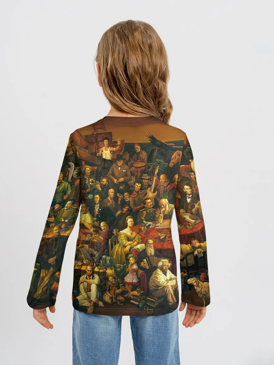 Детский лонгслив / 100 ЗНАМЕНИТЫХ ЛЮДЕЙ КАРТИНА