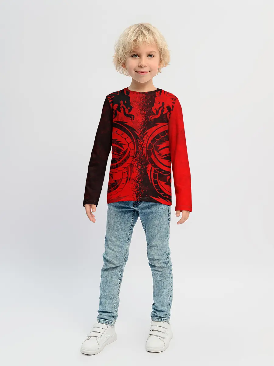 Детский лонгслив / BLACK RED DRAGONS TATOO
