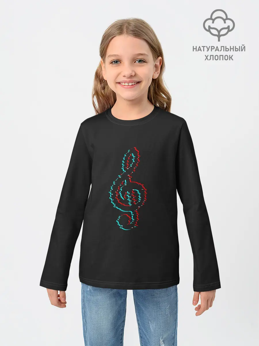Детский лонгслив / Скрипичный ключ. Неон