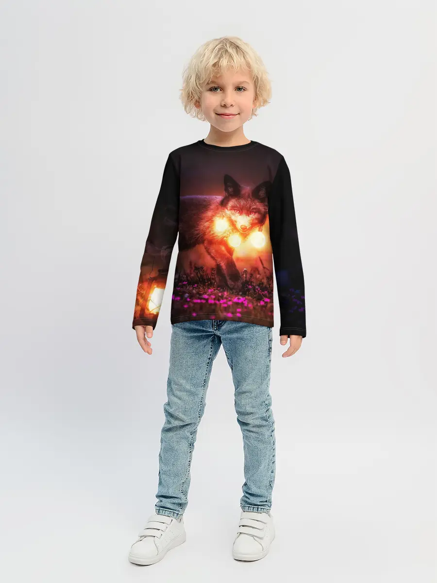 Детский лонгслив / Лисица с фонариками