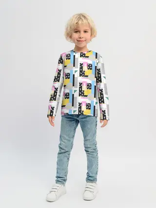 Детский лонгслив / Memphis style geometry