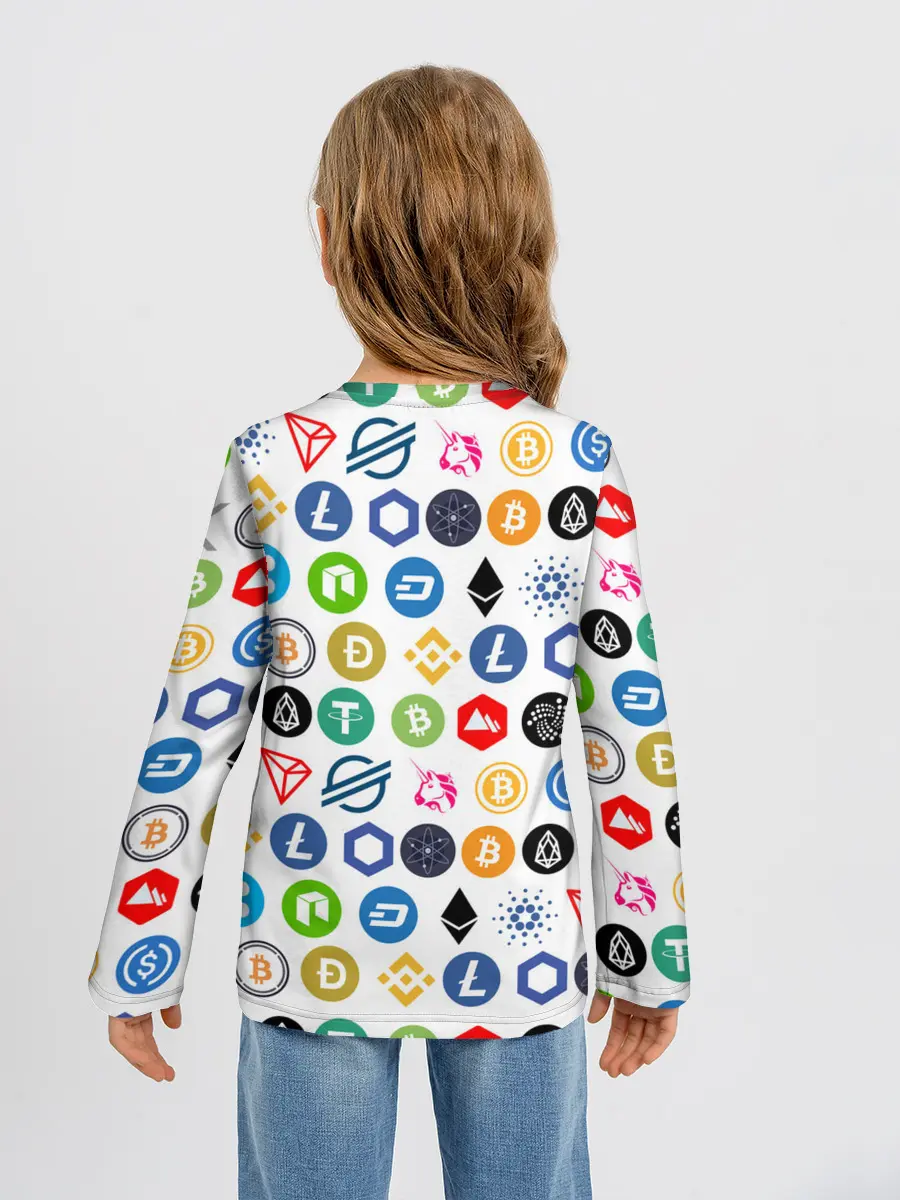 Детский лонгслив / BITCOIN PATTERN | БИТКОИН