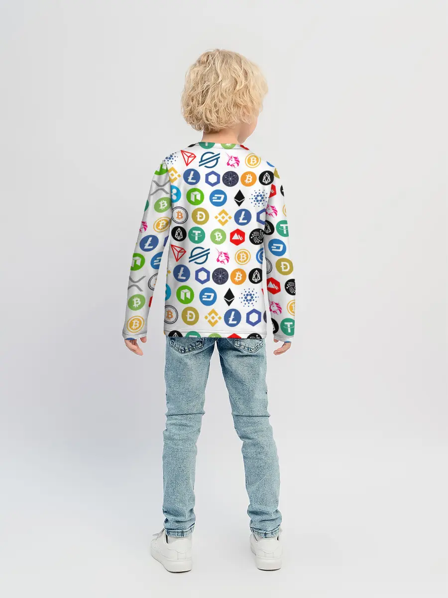Детский лонгслив / BITCOIN PATTERN | БИТКОИН