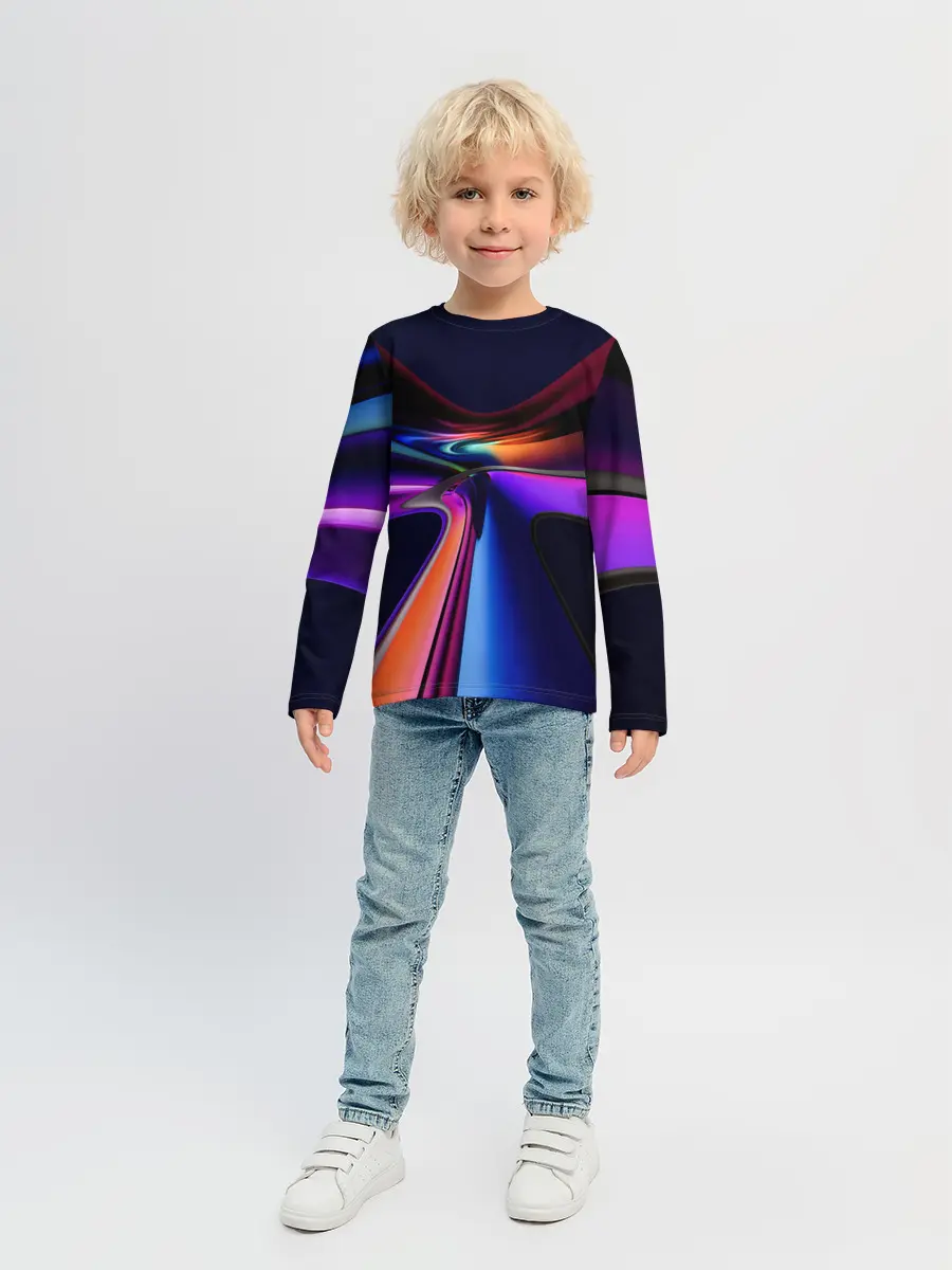 Детский лонгслив / Красочные светящиеся линии