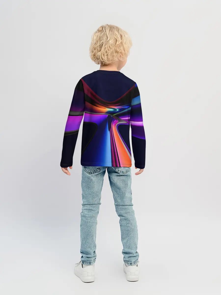 Детский лонгслив / Красочные светящиеся линии