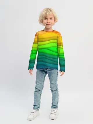 Детский лонгслив / Цветные волны