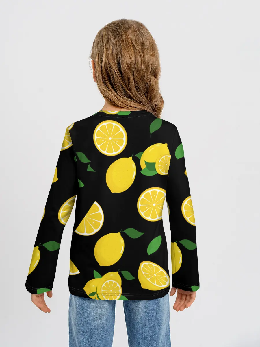 Детский лонгслив / Лимоны на чёрном