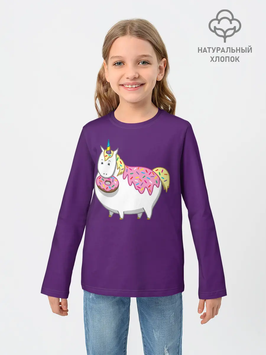 Детский лонгслив / Единорог | Пончик