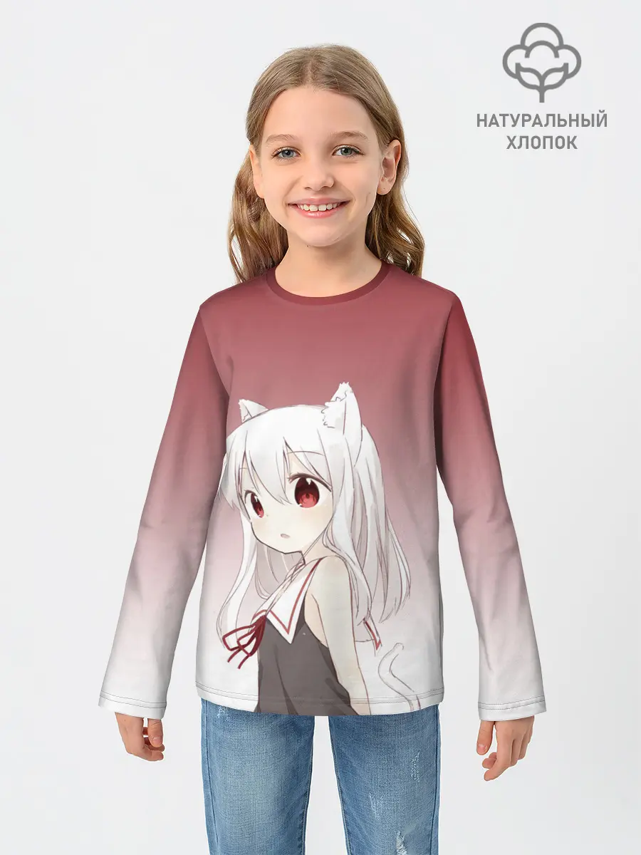 Детский лонгслив / малышка ушки хвост глаза