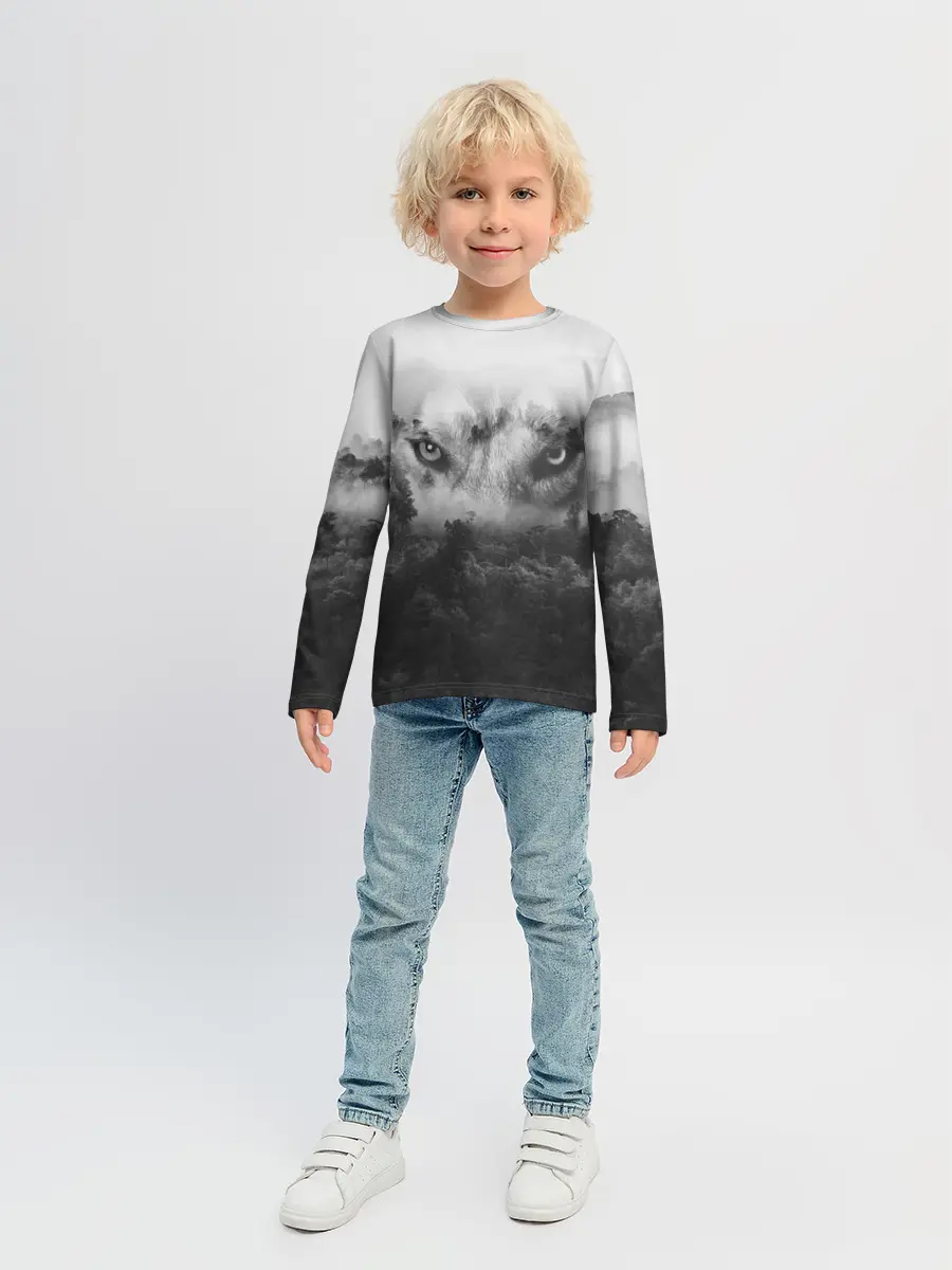 Детский лонгслив / Волк в лесу