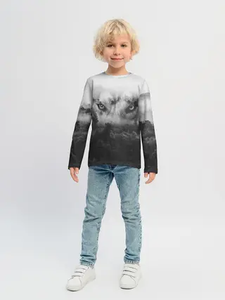 Детский лонгслив / Волк в лесу