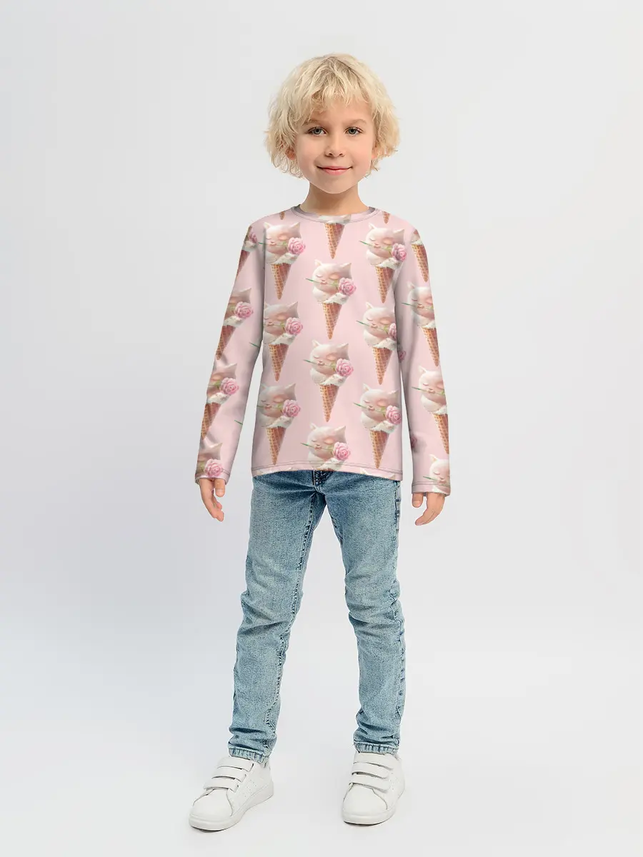 Детский лонгслив / Мороженное | Кошечки