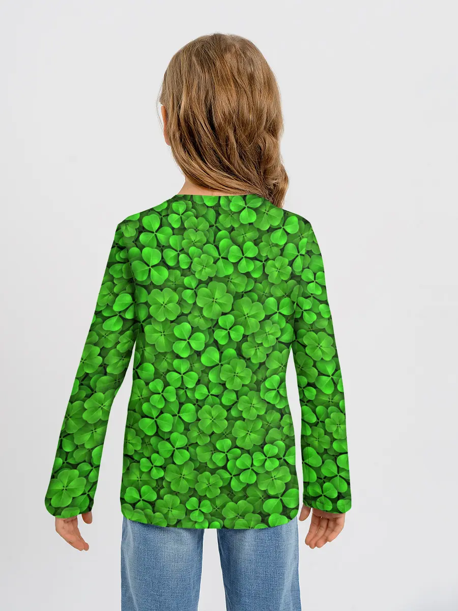 Детский лонгслив / Зелёный клевер