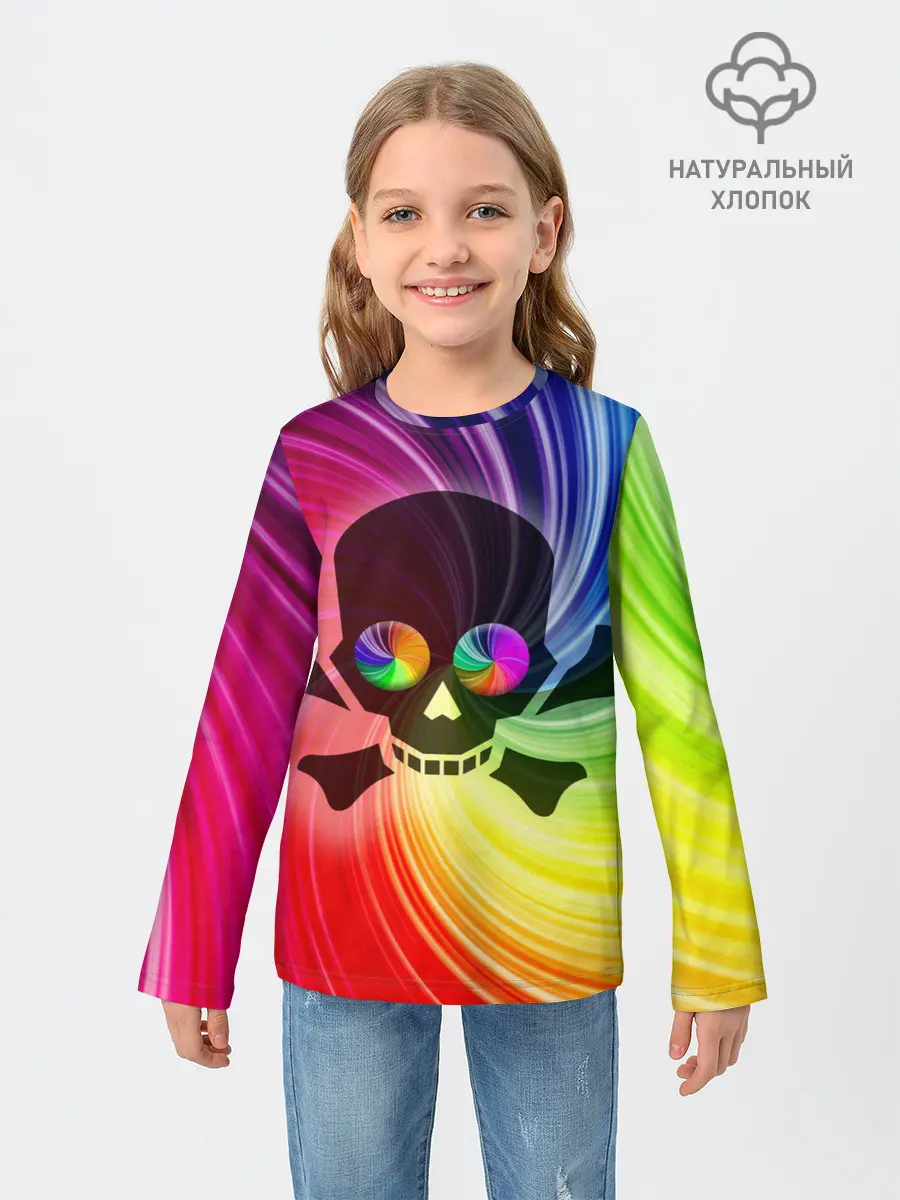 Детский лонгслив / Радужный череп