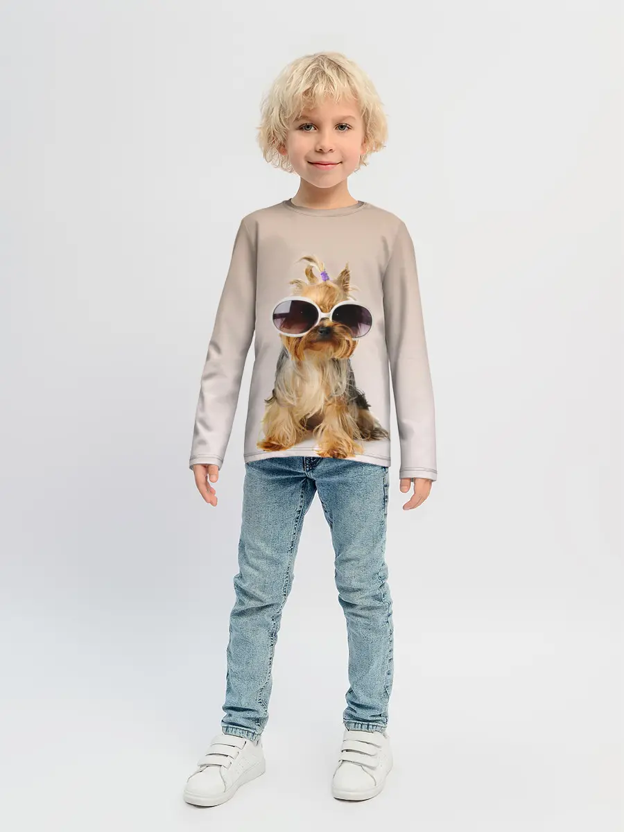 Детский лонгслив / собака в очках