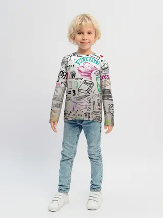 Детский лонгслив / учеба узор
