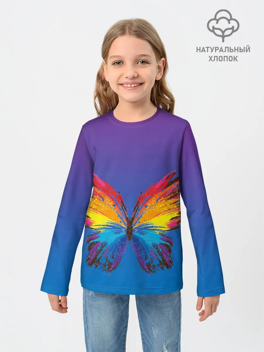 Детский лонгслив / красочная бабочка