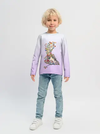 Детский лонгслив / акварельная птичка