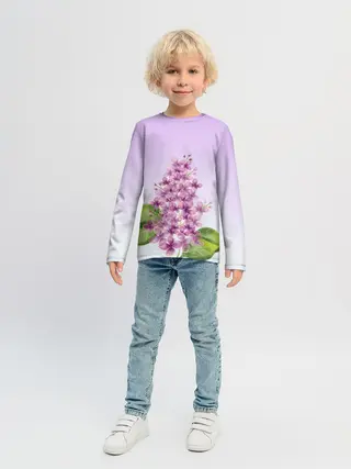 Детский лонгслив / акварельная сирень