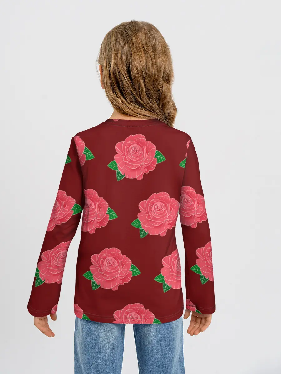 Детский лонгслив / Розы на красном