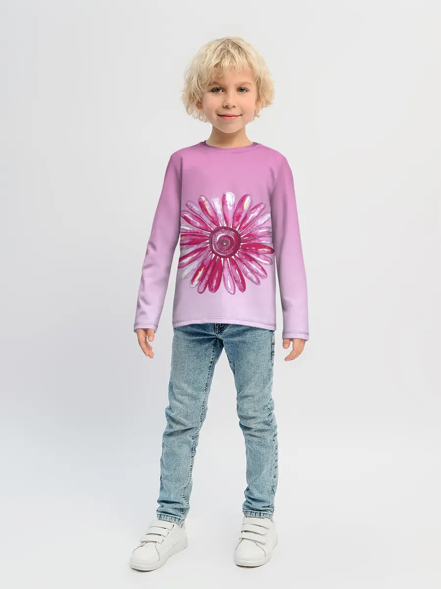 Детский лонгслив / розовая ромашка