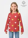 Детский лонгслив / Сердечки на красном паттерн