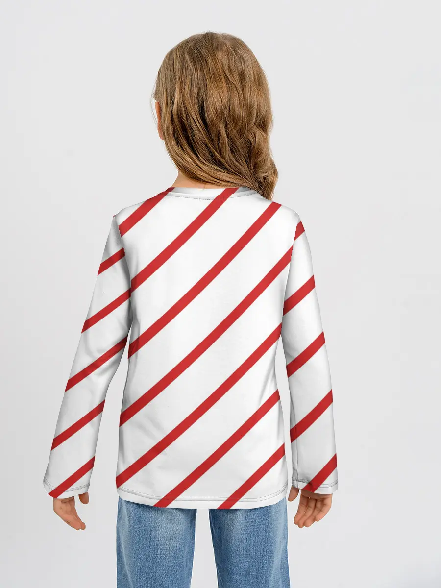 Детский лонгслив / Полосы красные на белом