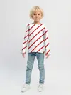 Детский лонгслив / Полосы красные на белом