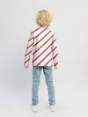 Детский лонгслив / Полосы красные на белом