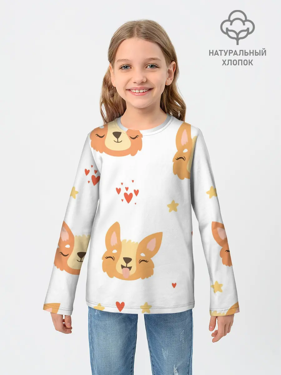 Детский лонгслив / Милый Корги